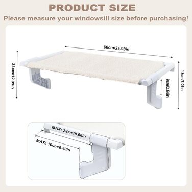 Крісло-гамак для котів на вікно, 68x34.5 см. Гамак для котів, ліжко для котів, гамак для котів на підвіс, зручне місце для відпочинку для великих котів до 25 кг