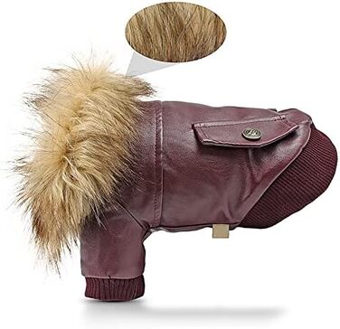 Шкіряна зимова куртка для собак Nasan Hundeantel, червона (XXL), водонепроникна