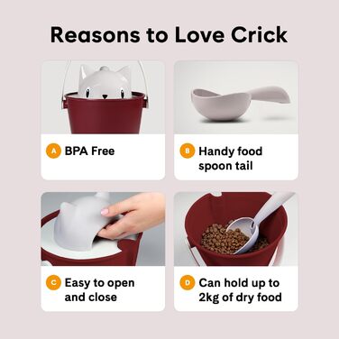Контейнер для корму котів United Pets Crick, бордовий/сірий, з лопаткою, дизайнер Стефано Джованноні, зроблено в Італії, універсальний розмір