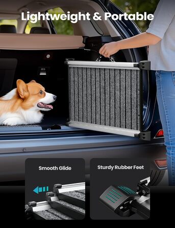 Рампа для собак у автомобіль, телескопічна, 160 см, до 200 кг, з антиковзким покриттям