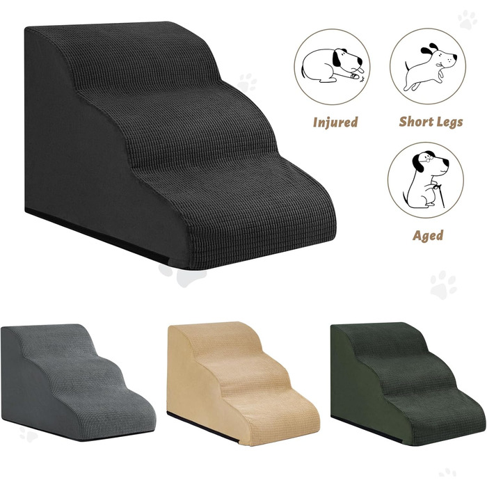 Сходинка для собак та котів Stufige – 3 сходинки, чорна, 45 см заввишки, для ліжок та диванів