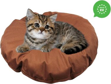 Кругла подушка для собак та котів, ⌀ 60 см, коричнева - ліжко для тварин, килимок, матрац, придатна для перенесення, миється