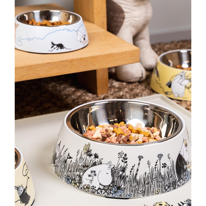Миска для корму Muurla Moomin з меламіну та нержавіючої сталі, сіра (ØxH) 22 x 6,8 см