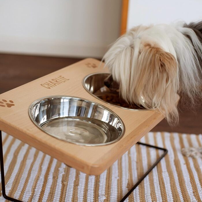 LAUBLUST: Годівниця для собак з іменем, об'єм 0,75 л, піднята годівниця, аксесуари для собак, підставка під миску, годівниця для котів, 41,5 x 25 x 18 см