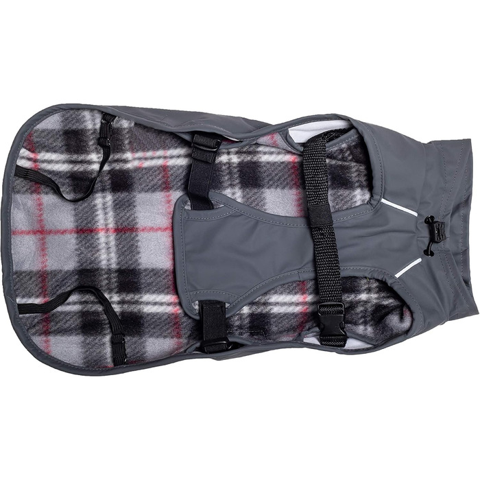 Водонепроникна куртка для собак CHIARA Finn, розмір XL, сірий колір. З флісовою підкладкою, відбиваючими смугами, для будь-якої породи. Машинне прання.