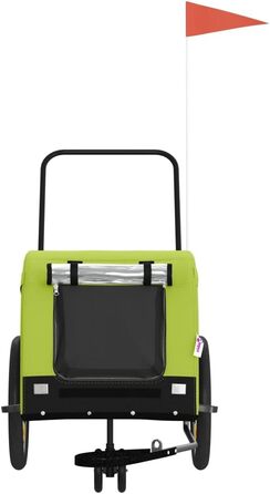 Фасба Причіп для собак, причіп для велосипеда, причіп для собак з відбивачами та прапорцем, причіп для котів та домашніх тварин, зелений та чорний Оксфорд, тканина та залізо