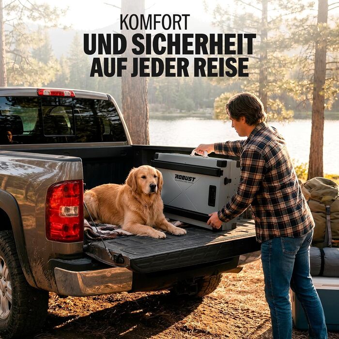 Міцна переносна клітка для собак Robuste Hundetransportbox, XXL, сірий колір. Підходить для різних порід собак, зручна для транспортування в авто, для дому та подорожей.