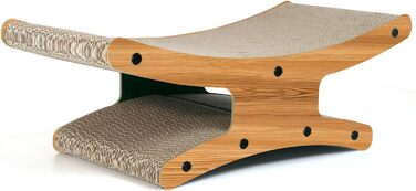 Кігтеточка для котів з будиночком - XL, двостороння картонна кігтеточка 56x26x20см - стабільне ліжко, місце для відпочинку та іграшка-м'ячик з дерева