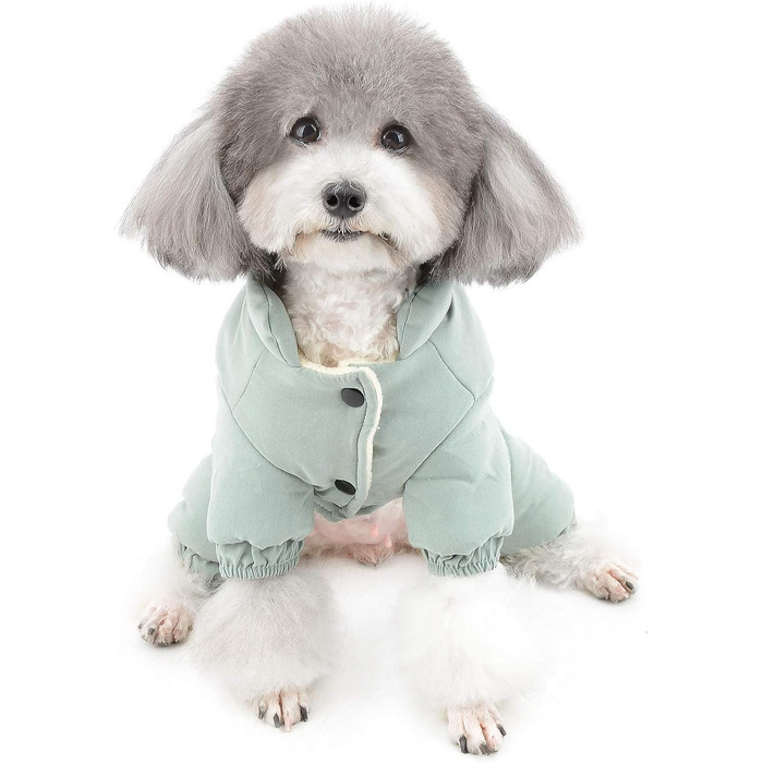 Зунеа Теплий зимовий костюм для собак - теплий пуховик з флісу для маленьких собак, цуценят, дівчаток та хлопчиків (L, зелений)