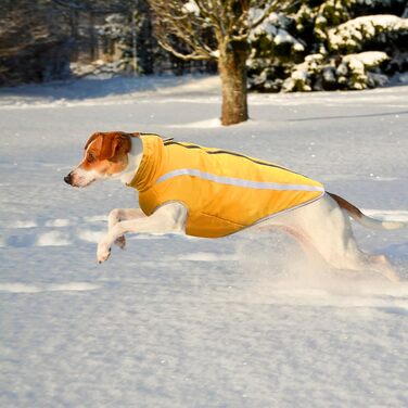 Зимова куртка для собак, тепла водонепроникна куртка для середніх та великих собак, флісова підкладка, світловідбиваючі елементи, для Лабрадора, Бульдога, Самоеда (6XL/68cm, Жовтий)