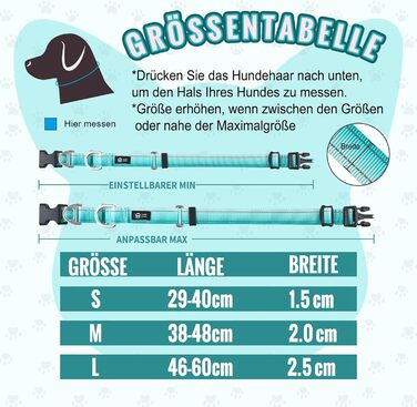 Відбиваюче нашийник для собак Martinage, нашийник-стоп для собак великих, середніх та малих порід, нашийник-стоп для Whippet, Greyhound, Saluki (Турквіс, S)