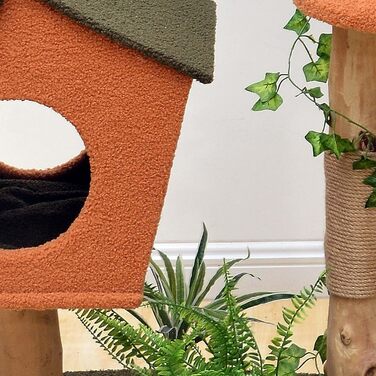 Котячий будиночок та кігтеточка Fudajo з декором у вигляді лап, 154 см: будиночок, стійка, іграшки для котів