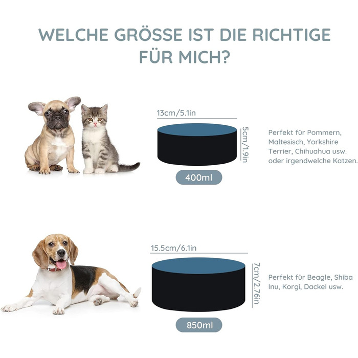 Набір мисок для собак та котів SPUNKYJUNKY з кераміки, 2 шт., 400 мл, блакитний, з підставкою з бамбука