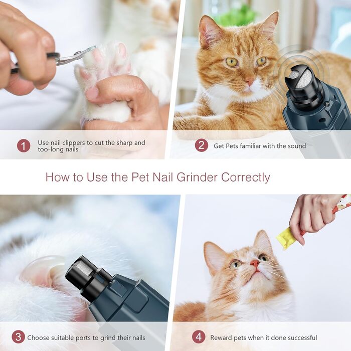 Електричний точилка для кігтів собак LOFICOPER з 6 швидкостями, 2 LED-лампочками, 3 портами - для малих, середніх та великих собак