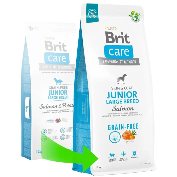 Сухий корм Brit Care Grain-free Junior для цуценят великих порід із лососем, 12 кг