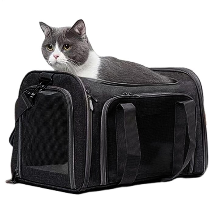 Складана переноска для собак Small - чорна | Підходить для котів та собак середніх та малих порід