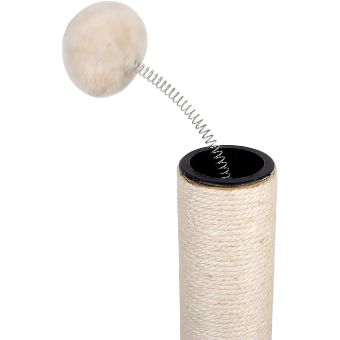 Дімáкa 66.0 см Кігтеточка для котів з сизалю, сіра, з м'ячиком на шнурку