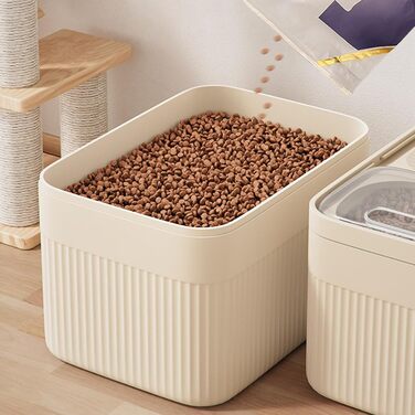 Герметичний контейнер для зберігання корму для тварин (до 13,6 кг), для собак, котів та іншого корму, з мірним стаканчиком, білий