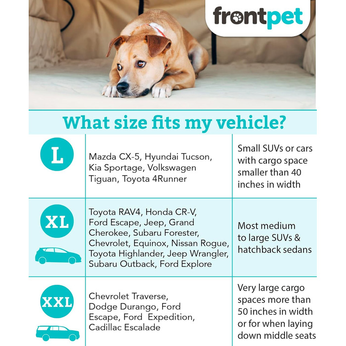 Захисний чохол для собак FrontPet, для заднього сидіння та багажника, універсальний, великий (35' x 40'), колір: бежевий