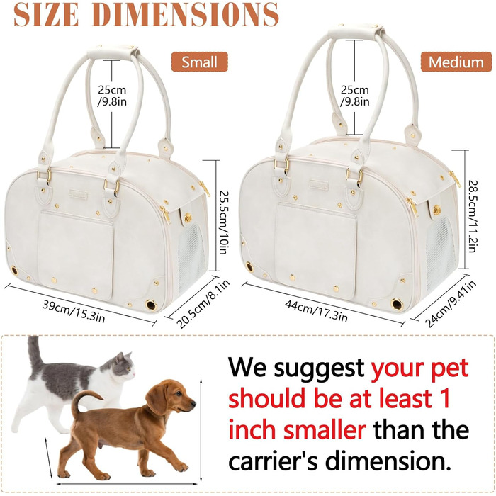 Сумка-переноска для собак та котів PetsHome, Premium-нейлон, водонепроникна, 44x26x55 см, Бежева