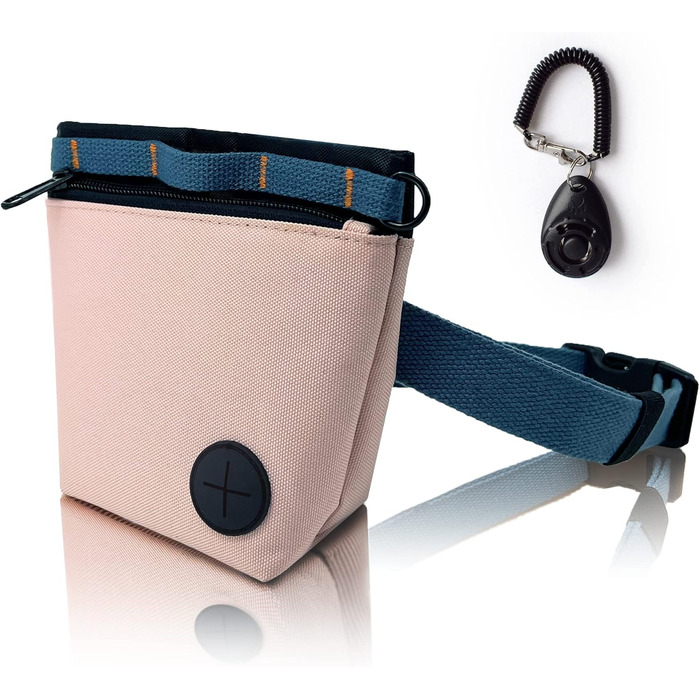 Сумка для ласощів для собак з клікером для дресирування, набір для дресирування собак, магнітна застібка, навчання без рук (Рожевий)