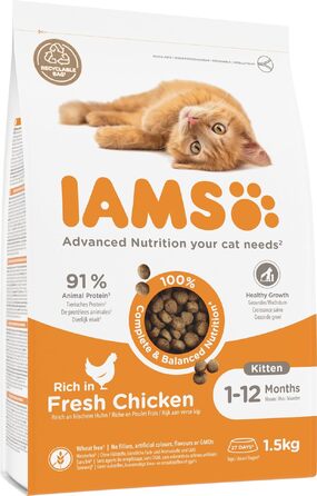Сухий корм для кошенят IAMS з рибою та куркою, для віку від 1 до 12 місяців, 3 кг