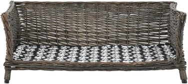 Ліжко для собаки з подушкою vidaXL, сіре, плетене, 90x54x35 см