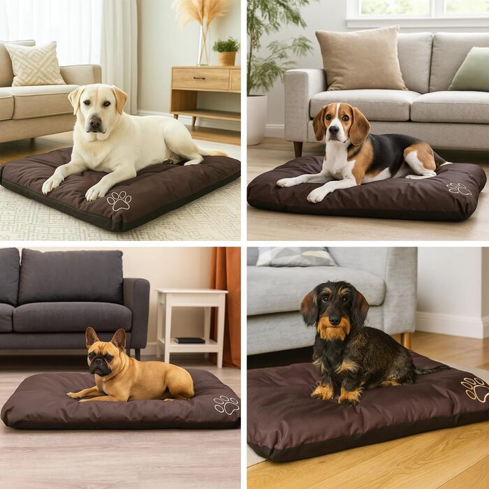 Матрац для собак, лежанка для собак великих, середніх та малих порід - вологостійкий килимок для собак, м'який лежак з піни, Outdoor & міцний матрац для собак - 90x60x8 см Коричневий R1(90 x 60 см) Коричневий
