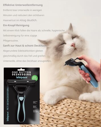 Щітка для собак та котів - для видалення підшерстя та линяння, самоочисна, ергономічна, проти ковзання