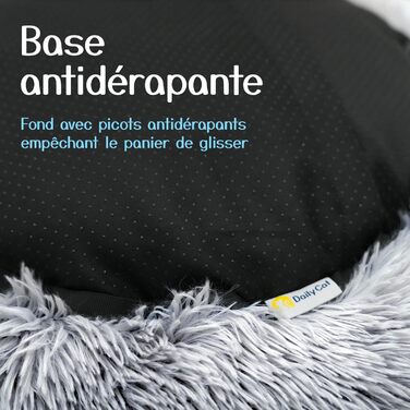 Кругле ліжко для собак та котів, діаметр 60 см, висота 15 см - м'яке, знімний коврик, нековзна підставка, сіре