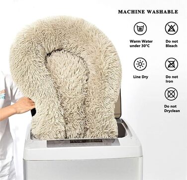 М'яке кругле ліжко для собак та котів Lukery з плюшу, зручне доунат-ліжко, ліжко з плюшу для маленьких, середніх та великих тварин (110см, шкіра рожева)