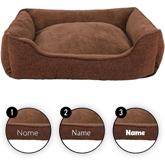 М'яке ліжко для собак та котів Lionto знімний чохол, 110x80 см, коричневе, з антиковзким дном