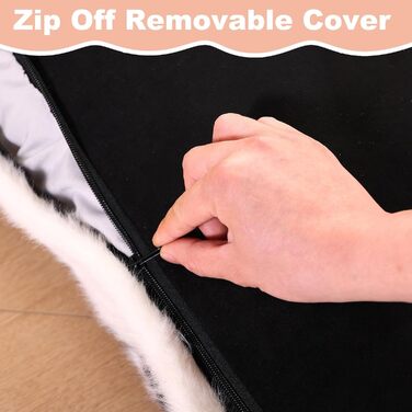 Водонепроникне собаче ліжко Bedfolks знімним, пральним чохлом, м'яким штучним хутром для великих собак, зручне ліжко-будка, 88,9 x 58,4 см, темно-сірий колір (Medium, чорна та біла шкіра)