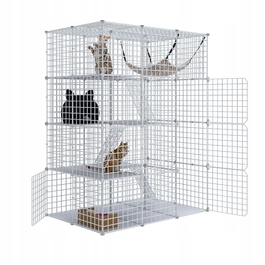 Клітка для котів домашня, металевий вольєр на 4 рівні з 3 сходами, 107x72x142см