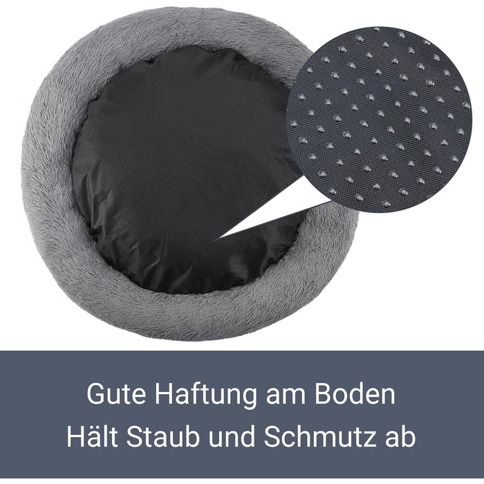 Кругле лежанка для собак та котів Juskys Monty 3XL, 120 см, сірий колір, м'яка, антиковзаюча, знімний чохол