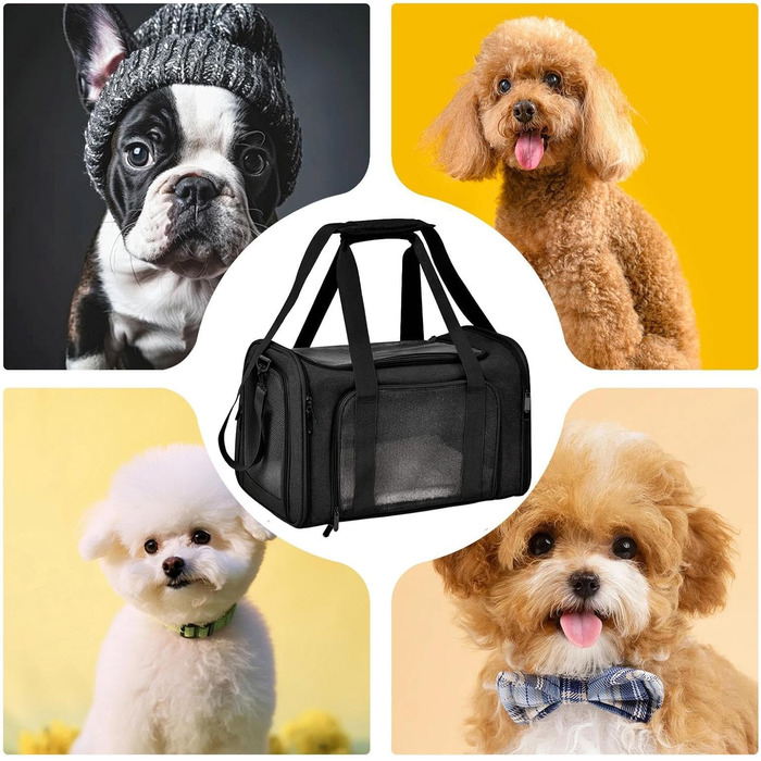 Транспортна переноска для собак та котів, чорна. Складана переноска для тварин, переноска для подорожей.