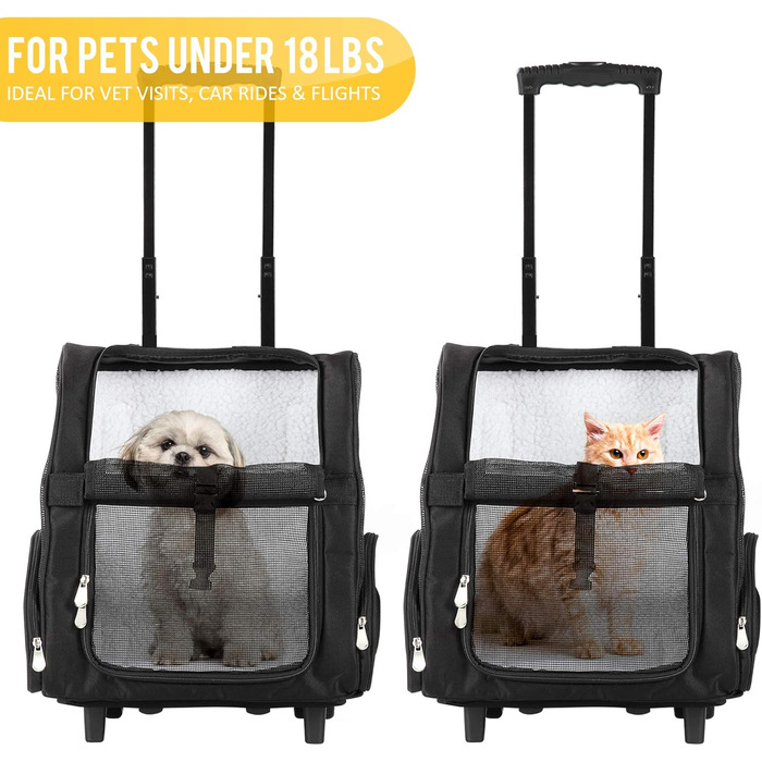 Чорний дорожній рюкзак для тварин Kopeks Deluxe, великий, 52 x 32 x 45 см