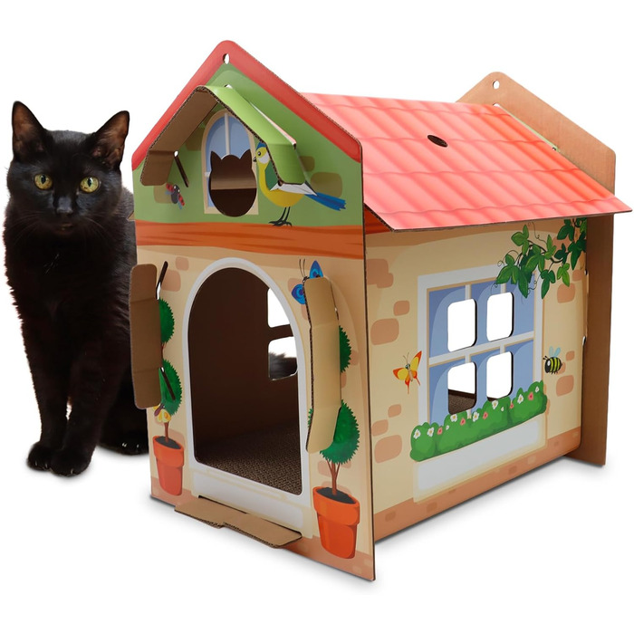 Дім-когтеточка Croci Villa Color для котів, 42x35x50 см, багатобарвний