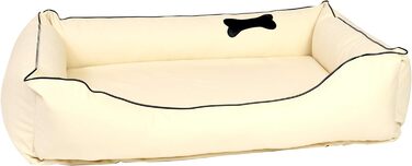 Ортопедичне ліжко для собак CopcoPet Paco з штучної шкіри 90 x 70 см – віскоматрац для собак – знімний, пральний чохол – стабільне, щадяче суглоби – для середніх собак L 90 x 70 см Ортопедичне (XL 110 x 90 см, Бежевий)