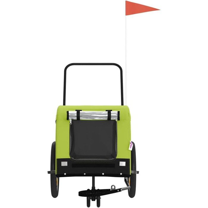 Фасба Причіп для собак, причіп для велосипеда, причіп для собак з відбивачами та прапорцем, причіп для котів та домашніх тварин, зелений та чорний Оксфорд, тканина та залізо