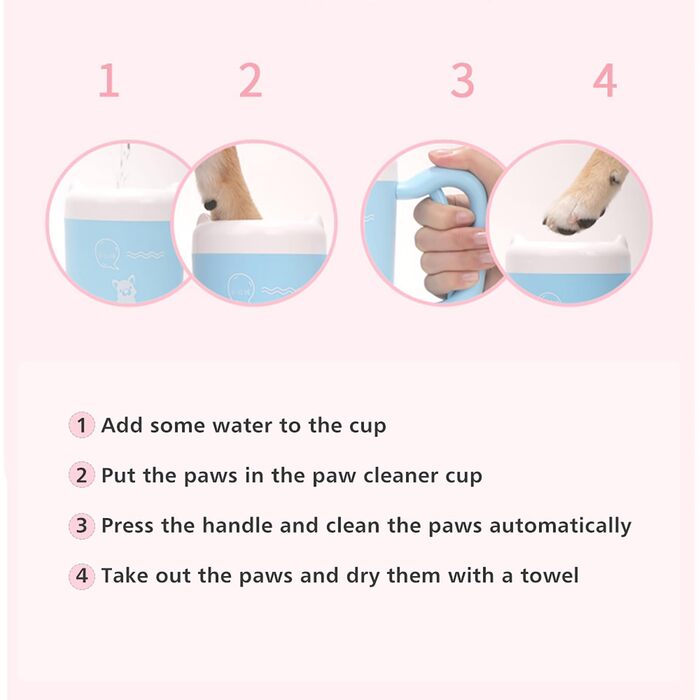 Автоматичний очищувач лап для собак та котів, мийка лап, силіконова щітка, портативний, 360 градусів, ABS-Silikagel