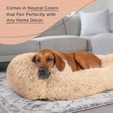 Лежак для собак Soothe & Snooze Lounge Shag, прямокутний, 91,4×68,6 см, тауп, м'який, машинне прання