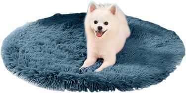 М'яке ліжко для собак PETCUTE з плюшу, 100x100 см, блакитне. Підходить для великих та середніх собак. Легко миється, з антиковзною основою.