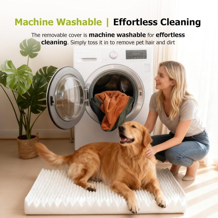 Ортопедичне ліжко для собак з знімною подушкою для голови, миється, ліжко для тварин з піною у формі яєчних коробок, водонепроникне ліжко для собак з подушкою для підтримки голови та суглобів, середній розмір: 76x51x18 см (X-Large: 106x76x22 см, Помаранче