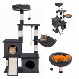 Ігровий комплекс для котів: будинок-драпак з 5 рівнями та стовпчиками, 115 см (F200)