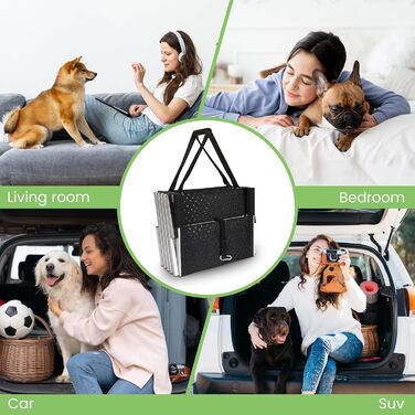 Сходинки для собак Robuster з 6-шарового алюмінію з тканини 1680D PVC – протиковзкі, легкі та портативні – ідеально підходять для авто, SUV, вантажівок – Чорний (106 x 80 x 43 см)