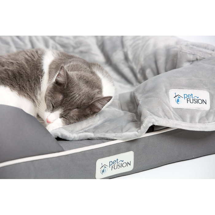 PetFusion Premium Plus стьобана ковдра для собак і котів, мікроплюш, 100% поліестер, сіра, легка, двостороння, розмір S (31 x 27 дюймів)
