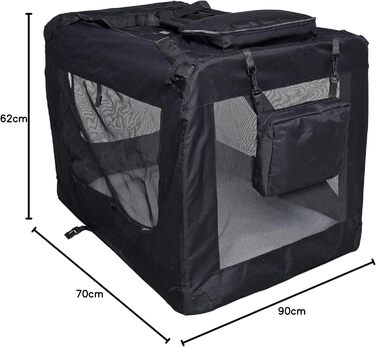 ESTEXO Транспортна переноска для собак та котів, складана, автобокс (XXL, чорний)