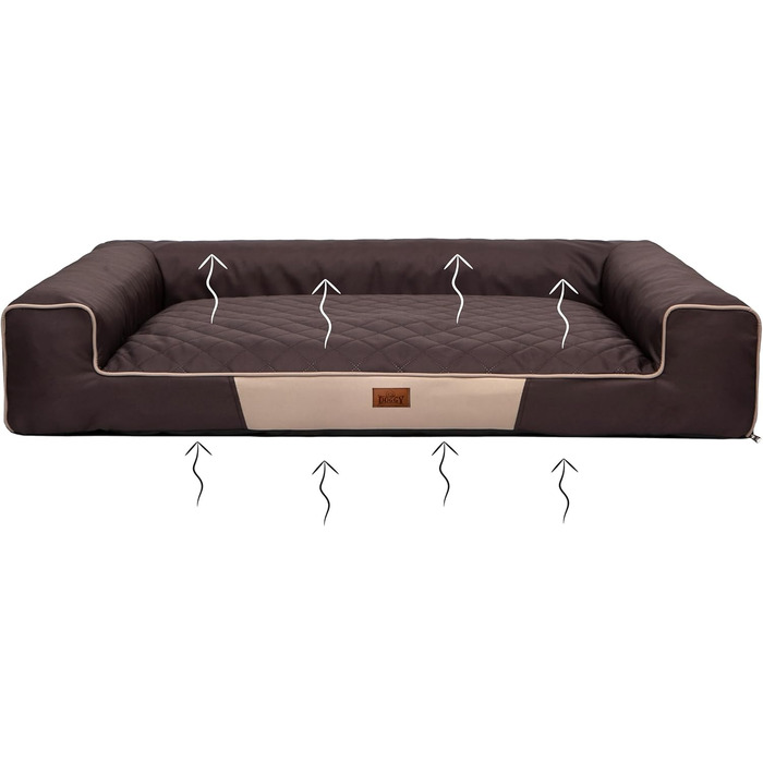 Лежак для собак HOBBYGARDEN XXL, темно-коричневий, 118x78 см, м'який матрац, ліжко-матрац для великих собак