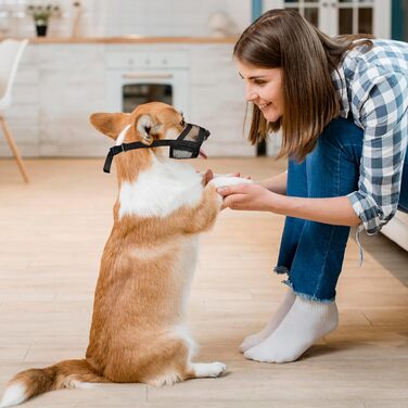 Майорчик для собак великих порід Flintstone – м'який майорчик з Air Mesh | дихаючий намордник для собак | намордник від укусів та ковтання | безшумний намордник для собак, 22.9 см